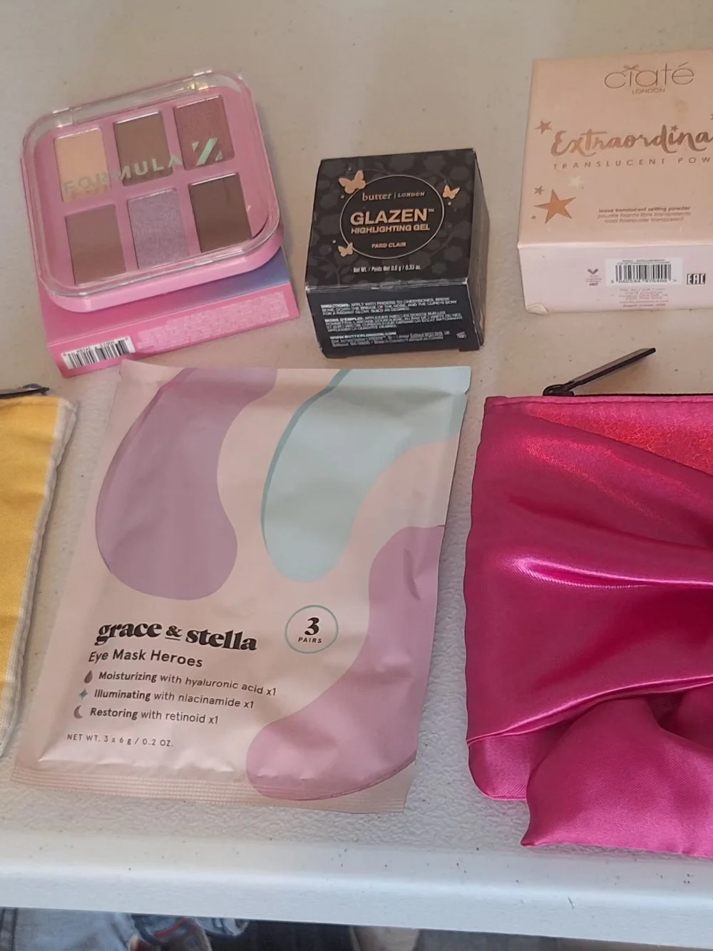 8 Piece Various Full Size Makeup And Bag Lot Concealer Translucent Highlighter